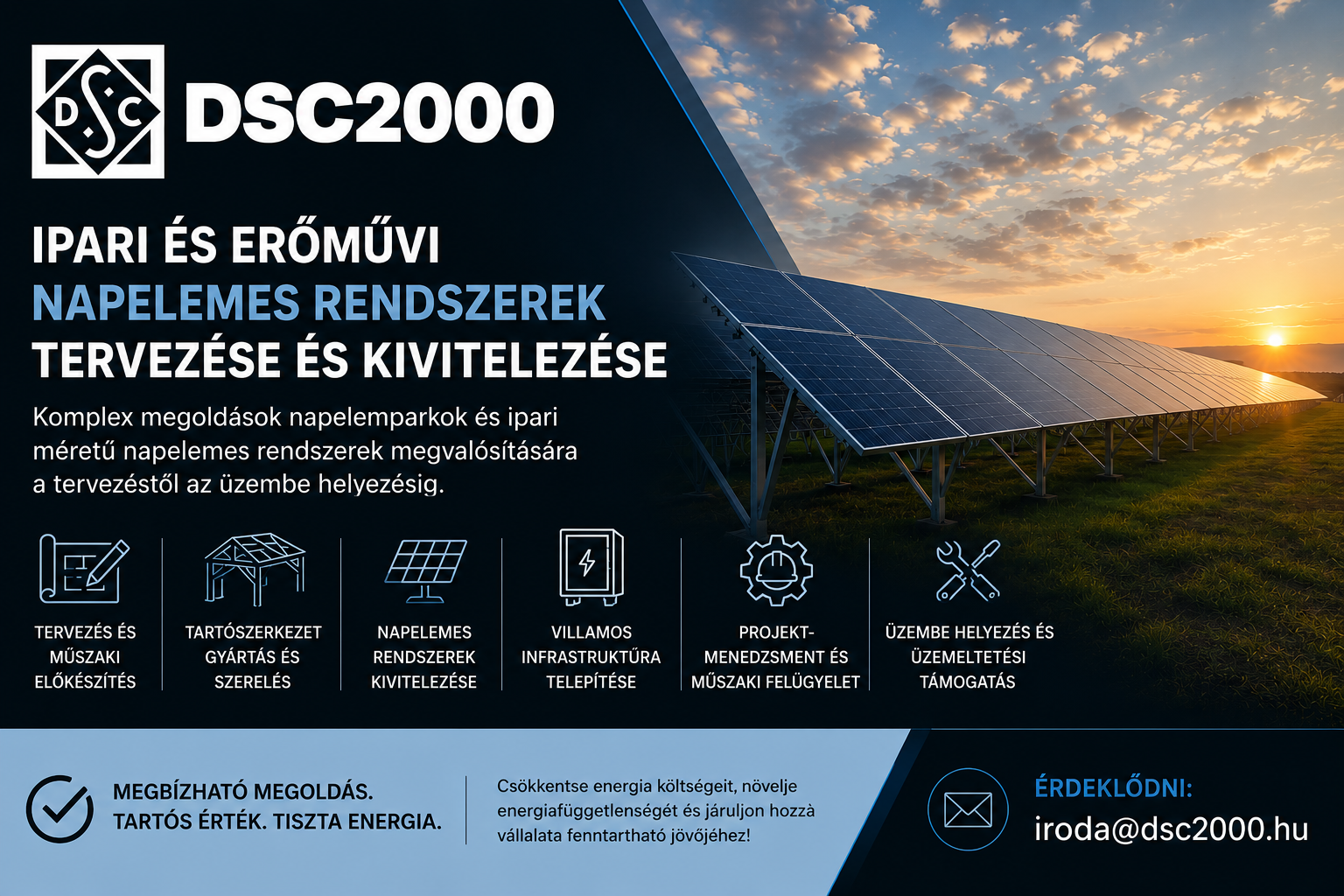 Ipari és erőművi napelemes rendszerek tervezése és kivitelezése